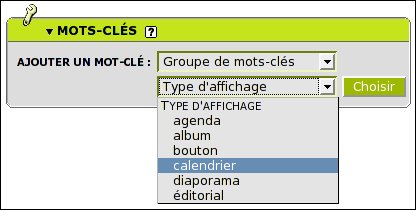 Attacher le mot-cl agenda